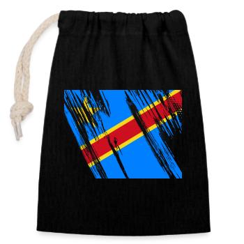 Congo flag - Closable cotton gift bag (14x20cm) - black - Front