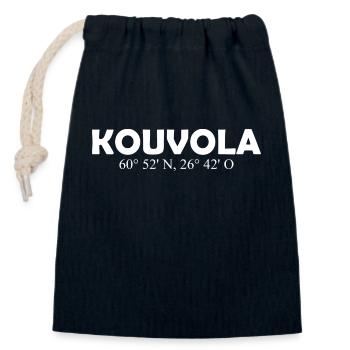 Kouvola - Finland - Coordinates Longitude Latitude - Closable cotton gift bag (14x20cm) - navy - Front