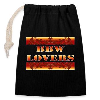 ONLY 4 BBW LOVERS - Closable cotton gift bag (14x20cm) - black - Front
