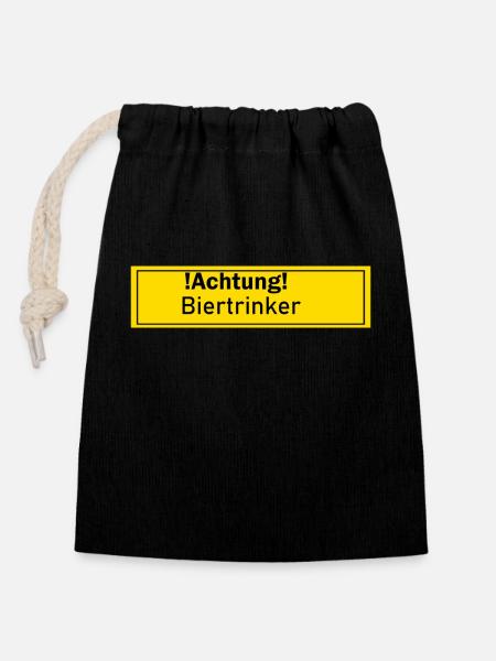 Biertrinker Pilsbier Alkohol Geschenk Geschenkidee - Verschließbarer Geschenkbeutel aus Baumwolle (14x20cm) - Schwarz