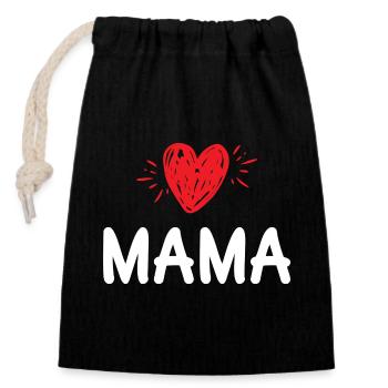 Cœur de maman - Sac cadeau en coton avec cordon (14 x 20 cm) - noir - Devant