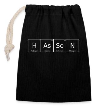 Hassen Name Vorname Chemie Periodensystem Elemente - Verschließbarer Geschenkbeutel aus Baumwolle (14x20cm) - Schwarz - Vorne