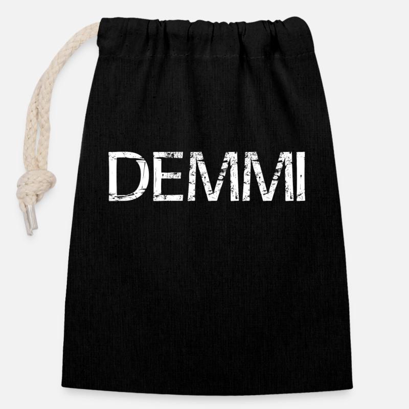 DEMMI | Remmi-Demmi | Partnerlook - Verschließbarer Geschenkbeutel aus Baumwolle (14x20cm) - Schwarz