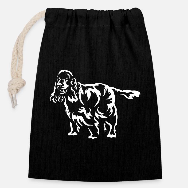 Cocker Spaniel - Verschließbarer Geschenkbeutel aus Baumwolle (14x20cm) - Schwarz