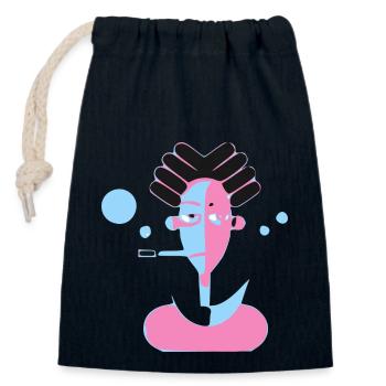 The Man with the Pipe - Closable cotton gift bag (14x20cm) - navy - Front