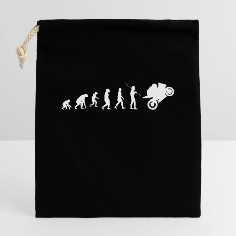 Motorcycle evolution Closable cotton gift bag (14x20cm)