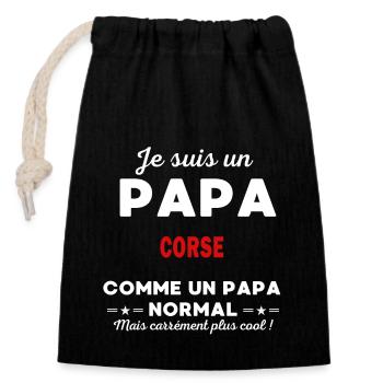 Je suis un Papa CORSE - Sac cadeau en coton avec cordon (14 x 20 cm) - noir - Devant