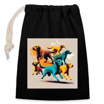Dogs Group - Colorful Dogs - Closable cotton gift bag (14x20cm) - black - Front
