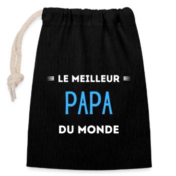 Le meilleur papa du monde - Sac cadeau en coton avec cordon (14 x 20 cm) - noir - Devant
