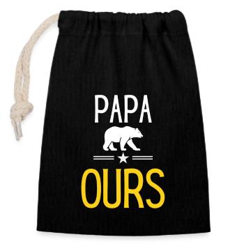 Papa ours - Sac cadeau en coton avec cordon (14 x 20 cm) - noir - Devant