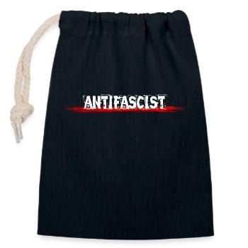 Antifasciste Antifascista - Sac cadeau en coton avec cordon (14 x 20 cm) - bleu marine - Devant