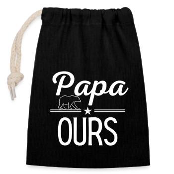 Papa ours - Sac cadeau en coton avec cordon (14 x 20 cm) - noir - Devant