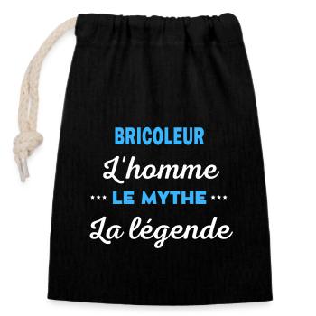 BRICOLEUR homme mythe légende - Sac cadeau en coton avec cordon (14 x 20 cm) - noir - Devant