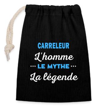 CARRELEUR homme mythe légende - Sac cadeau en coton avec cordon (14 x 20 cm) - noir - Devant