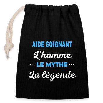 AIDE SOIGNANT homme mythe légende - Sac cadeau en coton avec cordon (14 x 20 cm) - noir - Devant