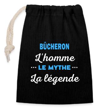 BÛCHERON homme mythe légende - Sac cadeau en coton avec cordon (14 x 20 cm) - noir - Devant
