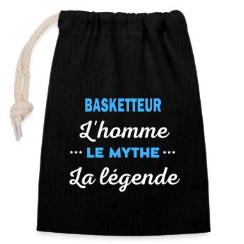 BASKETTEUR homme mythe légende - Sac cadeau en coton avec cordon (14 x 20 cm) - noir - Devant