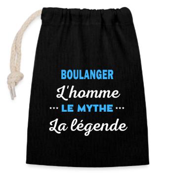 BOULANGER homme mythe légende - Sac cadeau en coton avec cordon (14 x 20 cm) - noir - Devant