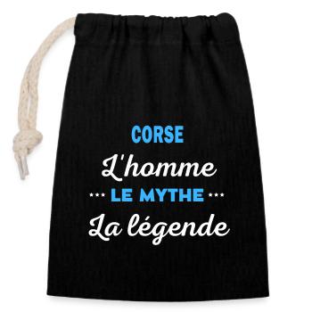 CORSE homme mythe légende - Sac cadeau en coton avec cordon (14 x 20 cm) - noir - Devant