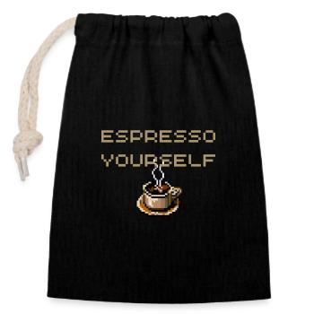 Espresso yourself - Closable cotton gift bag (14x20cm) - black - Front