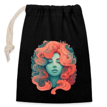 izup2u red and green woman - Closable cotton gift bag (14x20cm) - black - Front