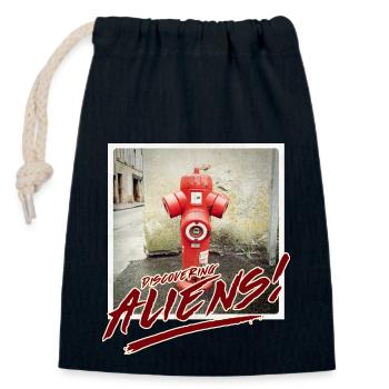 Aliens 21 - Closable cotton gift bag (14x20cm) - navy - Front