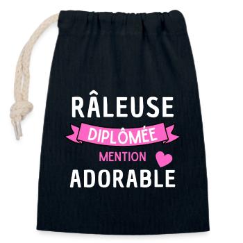 Humour fun Râleuse diplômée mention adorable - Sac cadeau en coton avec cordon (14 x 20 cm) - bleu marine - Devant