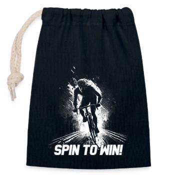 Tournez pour gagner! - Sac cadeau en coton avec cordon (14 x 20 cm) - bleu marine - Devant