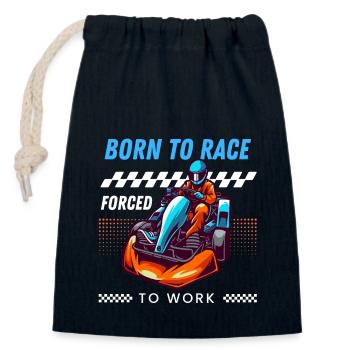 Born to race forced to work - Closable cotton gift bag (14x20cm) - navy - Front