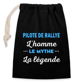 PILOTE DE RALLYE homme mythe légende - Sac cadeau en coton avec cordon (14 x 20 cm) - noir - Devant