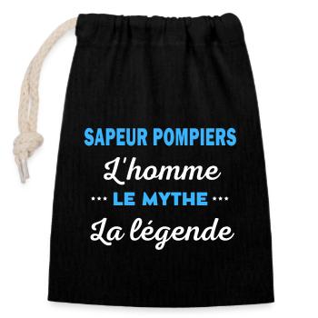 SAPEUR POMPIERS homme mythe légende - Sac cadeau en coton avec cordon (14 x 20 cm) - noir - Devant