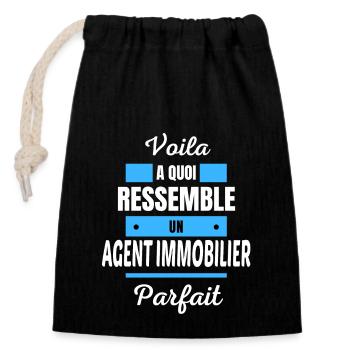 Voila a quoi ressemble un AGENT IMMOBILIER parfait - Sac cadeau en coton avec cordon (14 x 20 cm) - noir - Devant