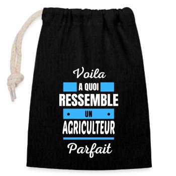 Voila a quoi ressemble un AGRICULTEUR parfait - Sac cadeau en coton avec cordon (14 x 20 cm) - noir - Devant
