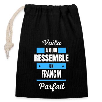 Voila a quoi ressemble un FRANGIN parfait - Sac cadeau en coton avec cordon (14 x 20 cm) - noir - Devant