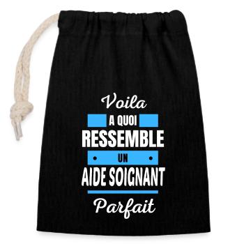 Voila a quoi ressemble un AIDE SOIGNANT parfait - Sac cadeau en coton avec cordon (14 x 20 cm) - noir - Devant