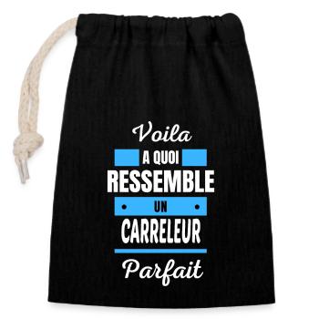 Voila a quoi ressemble un CARRELEUR parfait - Sac cadeau en coton avec cordon (14 x 20 cm) - noir - Devant