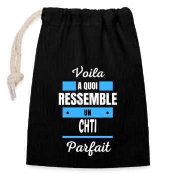 Voila a quoi ressemble un CHTI parfait - Sac cadeau en coton avec cordon (14 x 20 cm) - noir - Devant