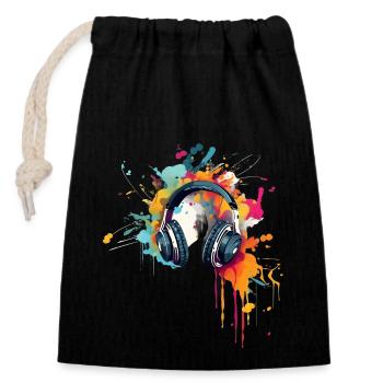 Des sons colorés - Sac cadeau en coton avec cordon (14 x 20 cm) - noir - Devant
