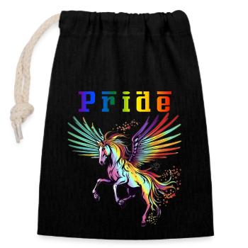 Ride with Pride Majestic Rainbow Pegasus - Closable cotton gift bag (14x20cm) - black - Front