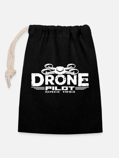 Drone Drones Drone Flight Drone Pilot 1993 - Sac cadeau en coton avec cordon (14 x 20 cm) - noir
