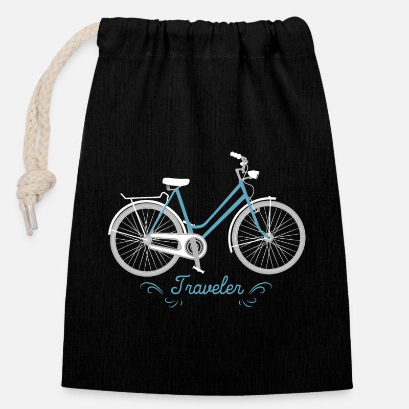 Fahrrad - Verschließbarer Geschenkbeutel aus Baumwolle (14x20cm) - Schwarz