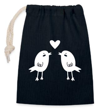 Vögel - Verschließbarer Geschenkbeutel aus Baumwolle (14x20cm) - Navy - Vorne