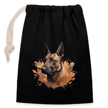 Belgischer Schäferhund Malinois - Verschließbarer Geschenkbeutel aus Baumwolle (14x20cm) - Schwarz - Vorne