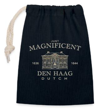 The Hague, attraction Mauritshuis Netherlands - Closable cotton gift bag (14x20cm) - navy - Front