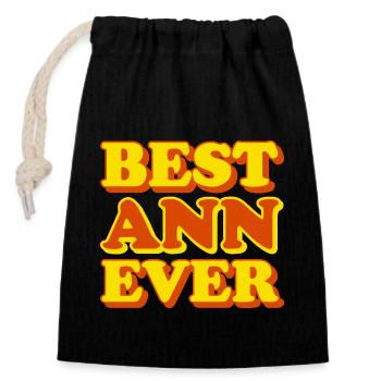 Ann First Name Funny Gift - Closable cotton gift bag (14x20cm) - black - Front