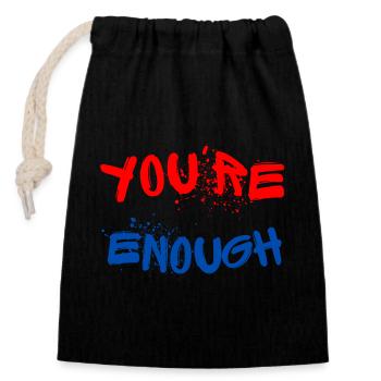 Expressive graffiti designs with splashes of paint - Closable cotton gift bag (14x20cm) - black - Front