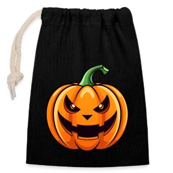 Cute Halloween pumpkin - Closable cotton gift bag (14x20cm) - black - Front