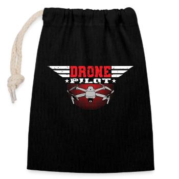 Drohnenpilot Drohne Copter FPV UAS Pilot Drone - Verschließbarer Geschenkbeutel aus Baumwolle (14x20cm) - Schwarz - Vorne