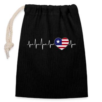 Liberia Flagge Liberianer - Verschließbarer Geschenkbeutel aus Baumwolle (14x20cm) - Schwarz - Vorne