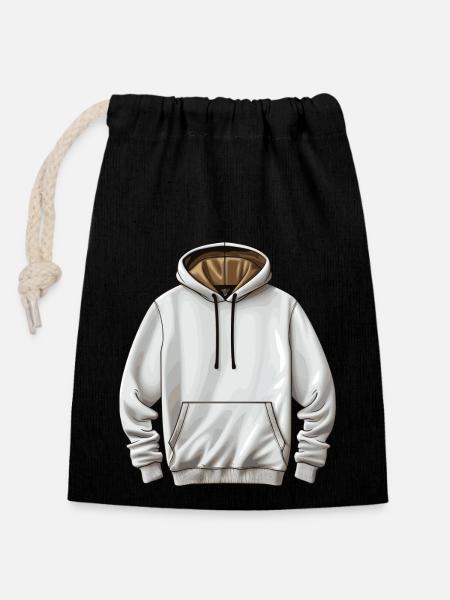 Hoodie - Verschließbarer Geschenkbeutel aus Baumwolle (14x20cm) - Schwarz